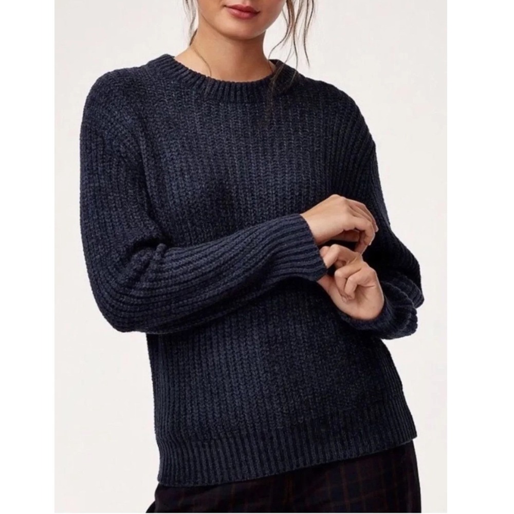 Wilfred Navy Blue Shaker Knit Crewneck Sweater Size XS